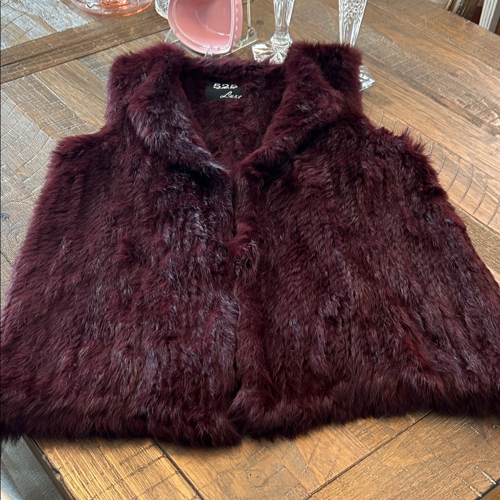 525 America Oxblood Rabbit Fur Vest